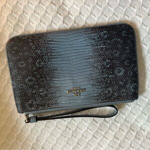 COACH Blue Snake Leather Wristlet